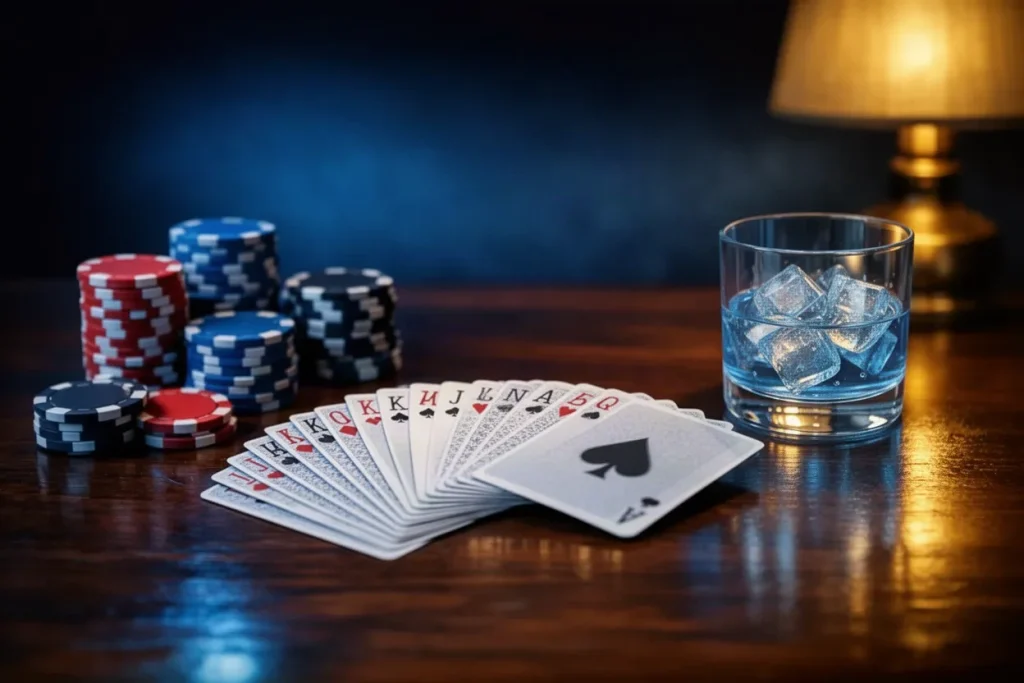 Ảnh minh hoạ ly nước và bài cho mục kinh nghiệm game bài 789BET